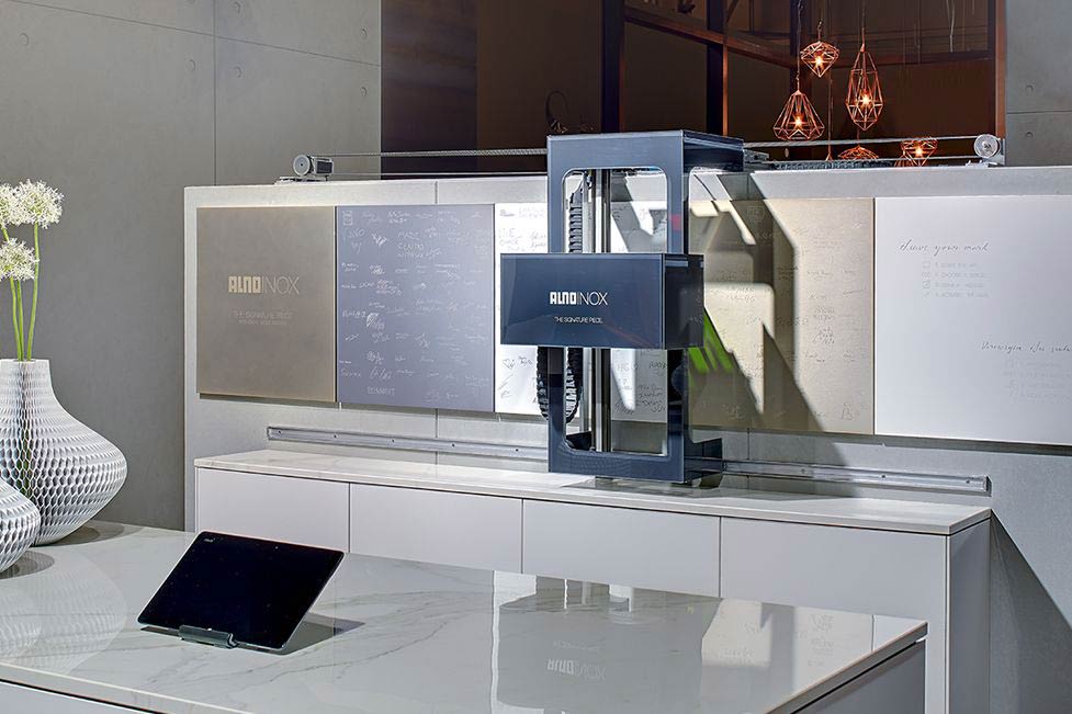 antiboring units, interaktives Gravur-Exponat für ALNO Inox, isaloni Milano